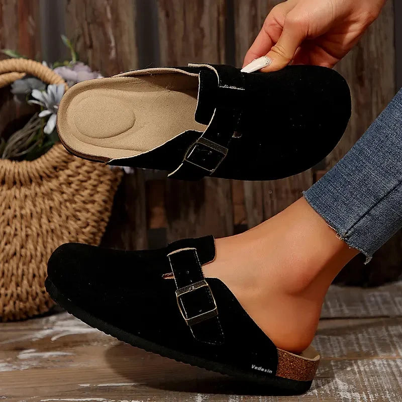 Suede Cork Footbed Clogs