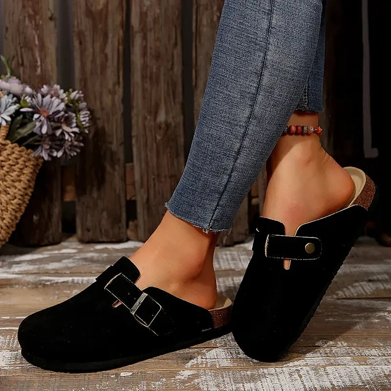 Suede Cork Footbed Clogs