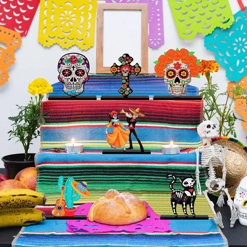 Wooden Sugar Skull Altar Figurine