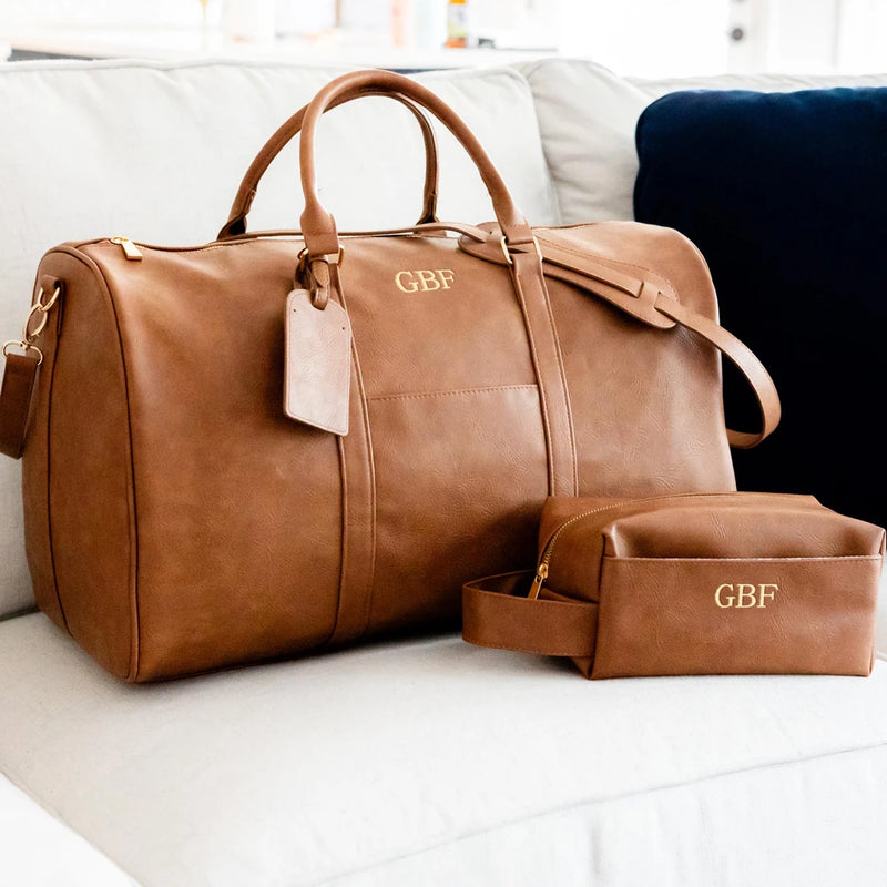 Personalized Vegan Leather Travel Set