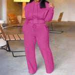 Hooded Long Sleeve Sweatshirt Wide Leg Sweatpants Set