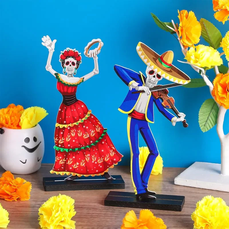 Wooden Sugar Skull Altar Figurine