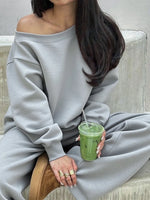 Off Shoulder Long Sleeve Two Piece Set