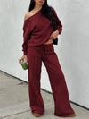 Off Shoulder Long Sleeve Two Piece Set