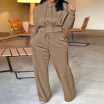 Hooded Long Sleeve Sweatshirt Wide Leg Sweatpants Set