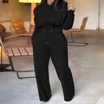 Hooded Long Sleeve Sweatshirt Wide Leg Sweatpants Set