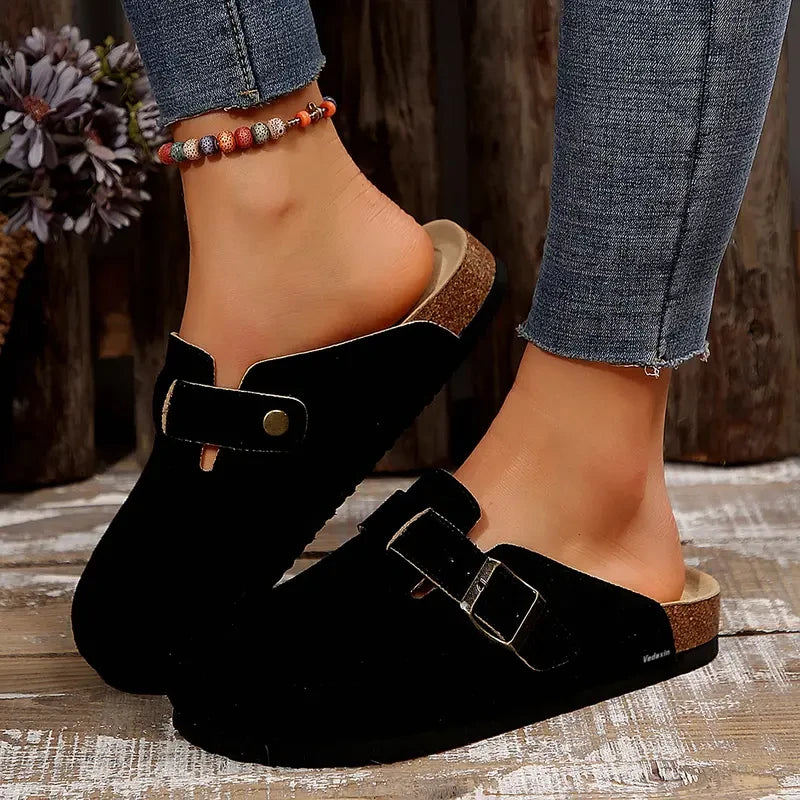 Suede Cork Footbed Clogs