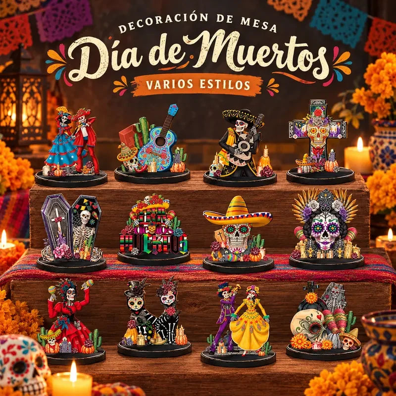 Wooden Sugar Skull Altar Figurine