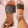Flat Leather Slide Sandals