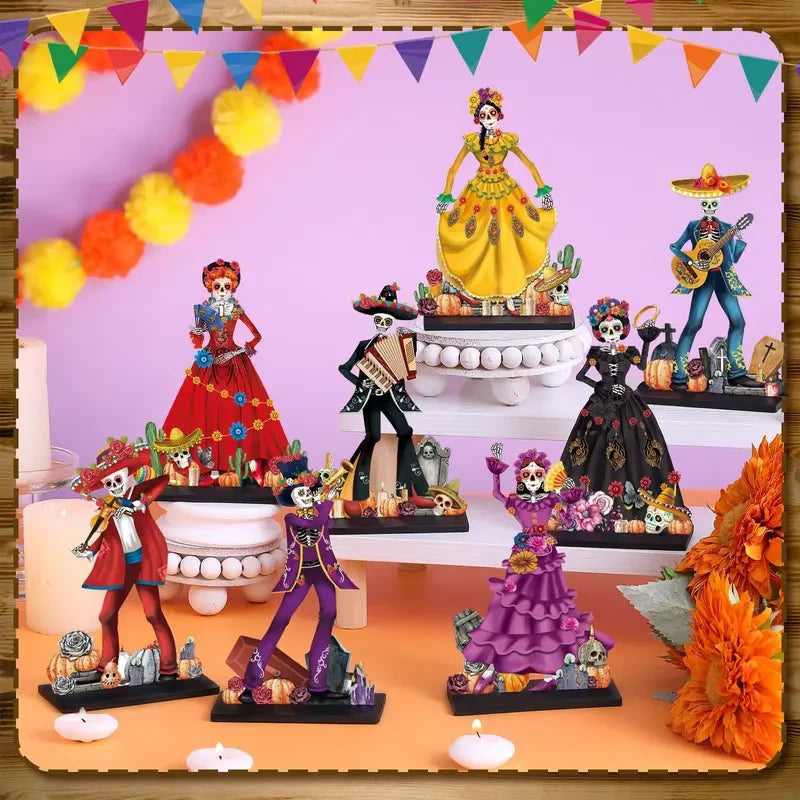 Wooden Sugar Skull Altar Figurine