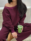 Off Shoulder Long Sleeve Two Piece Set