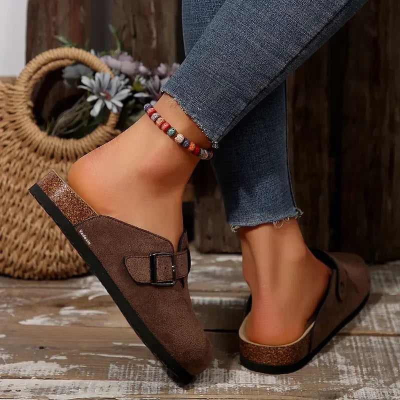 Suede Cork Footbed Clogs