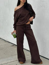 Off Shoulder Long Sleeve Two Piece Set
