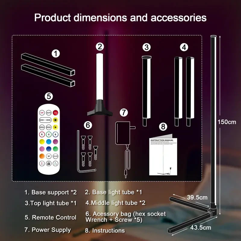 Smart LED Corner Floor Lamp