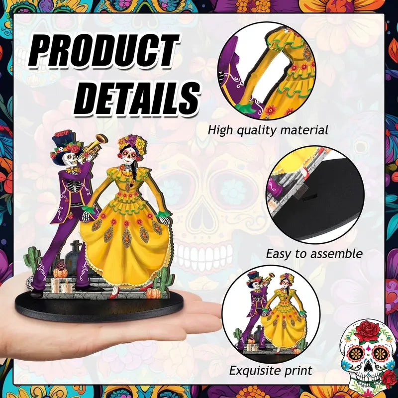 Wooden Sugar Skull Altar Figurine